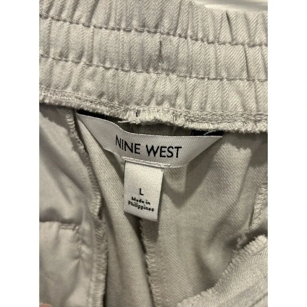 Nine West Gray Elastic Cuff Relaxed Jogger Pant Tie‎ Waist Pockets Women’s Large - Image 5