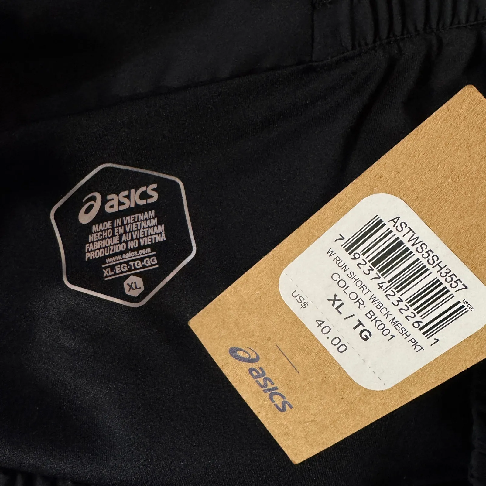 Asics X-Large Running Shorts Lined Zip Pocket Stretch Drawstring Pull-On Black - Image 10