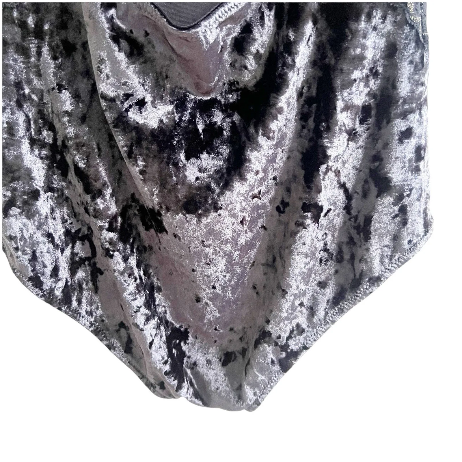 INC International Concepts Velvet Bodysuit Navy Gold Lace Size Medium Whimsygoth Blue - Image 5