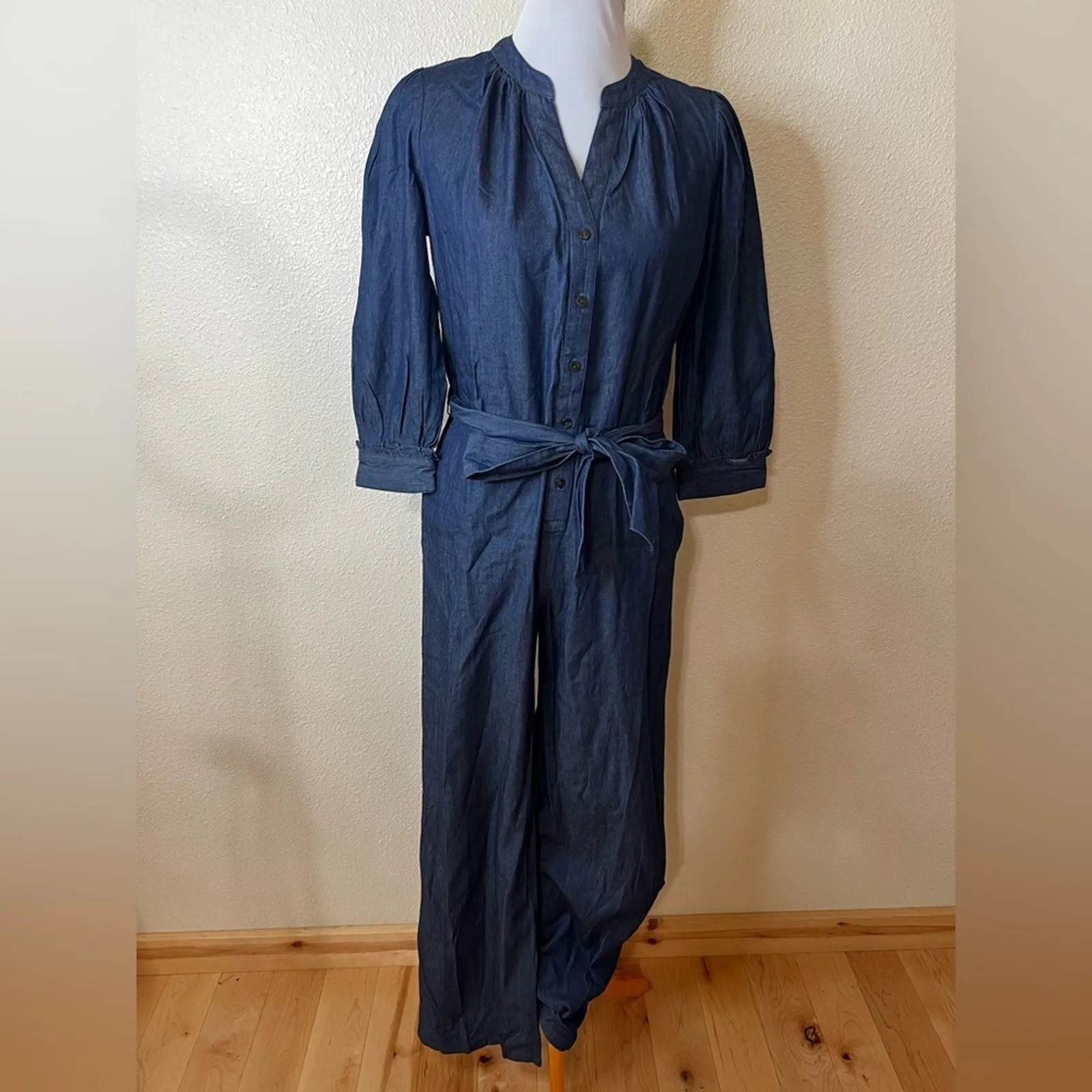 Draper James the waist jumpsuit in chambray dark wash NEW XS - Image 2