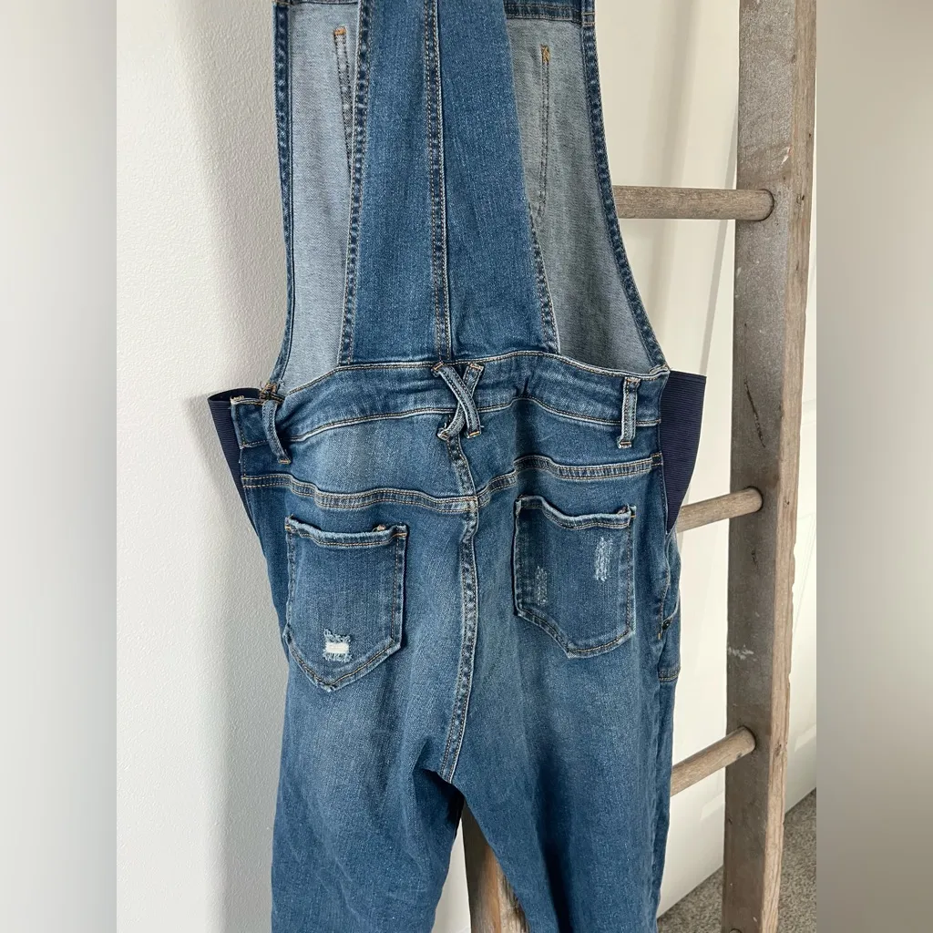 Indigo Blue  Maternity Side Panel Overalls- Size Large - Image 8