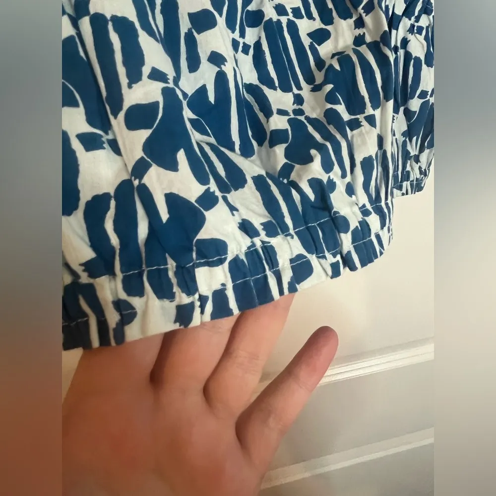 Compañia Fantastica NWT Crop Top Bralette 100% Cotton Blue White Abstract Print - Image 11