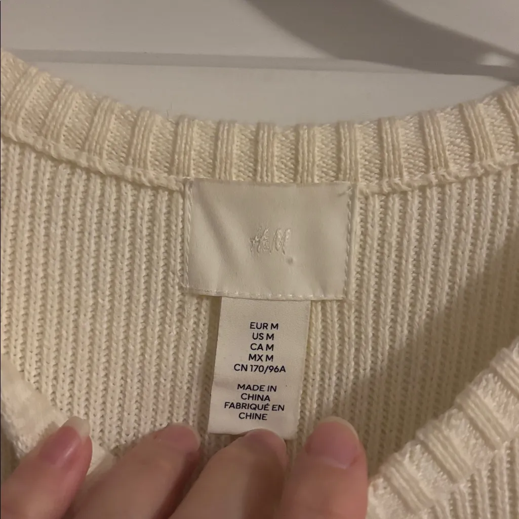 H&M Cream Button-Up Knit Dress with Gold Buttons - Image 2