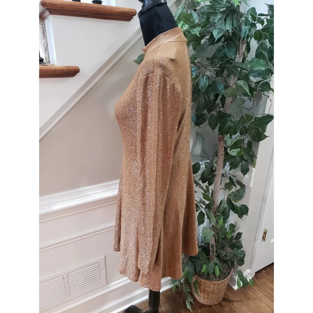 Wild Fable Womens Brown Nylon Long Sleeve Mock Neck Short Dress Size Large - Image 5