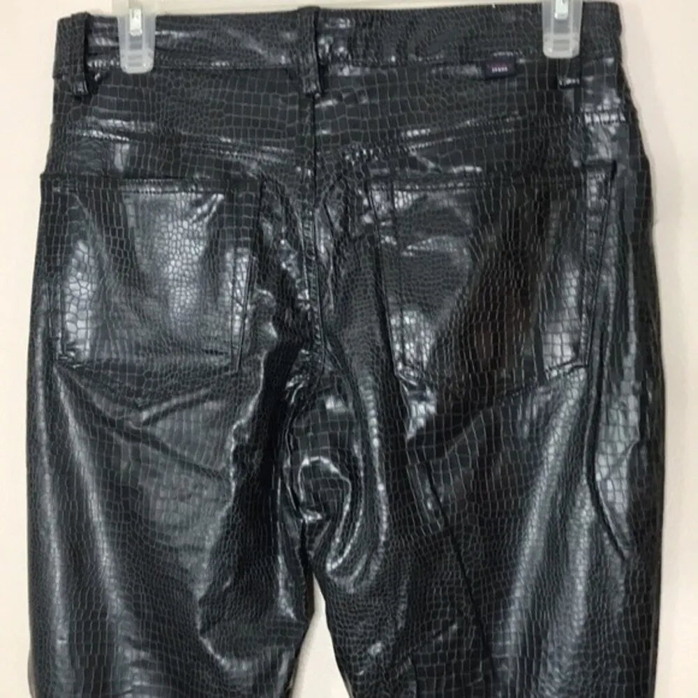 Vtg Tommy Jeans Y2K Faux Leather Snake Print Black Bootcut Pants - Image 10