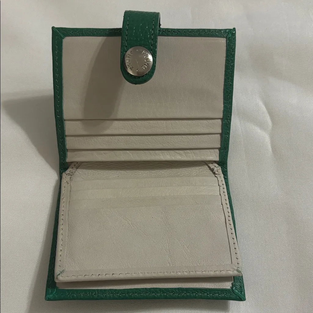 Prune Forest Green Leather Card Holder Wallet EUC - Image 5