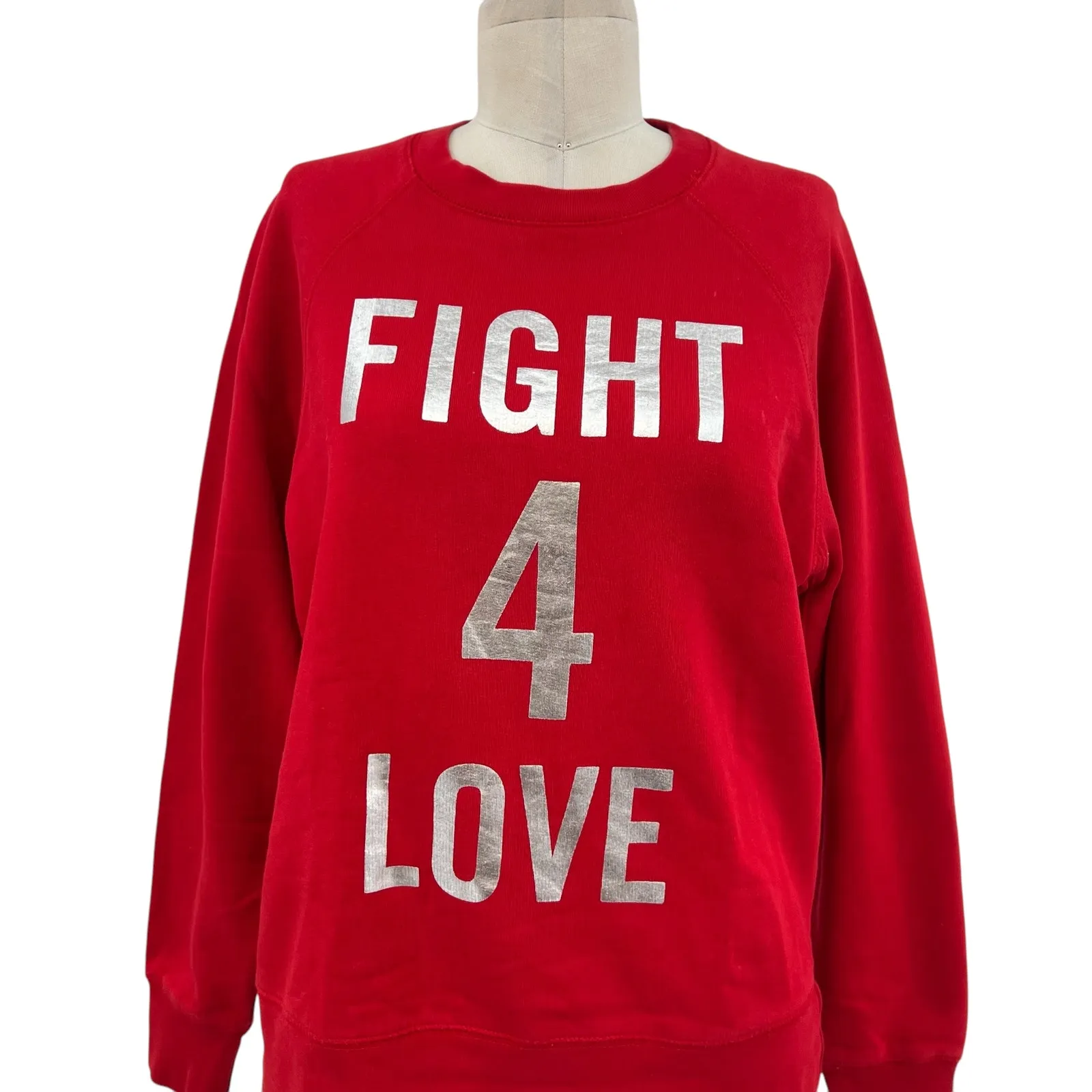 Zadig & Voltaire‎ Fight 4 Love Sweatshirt Top Upper Foil Red Silver Size XS - Image 4