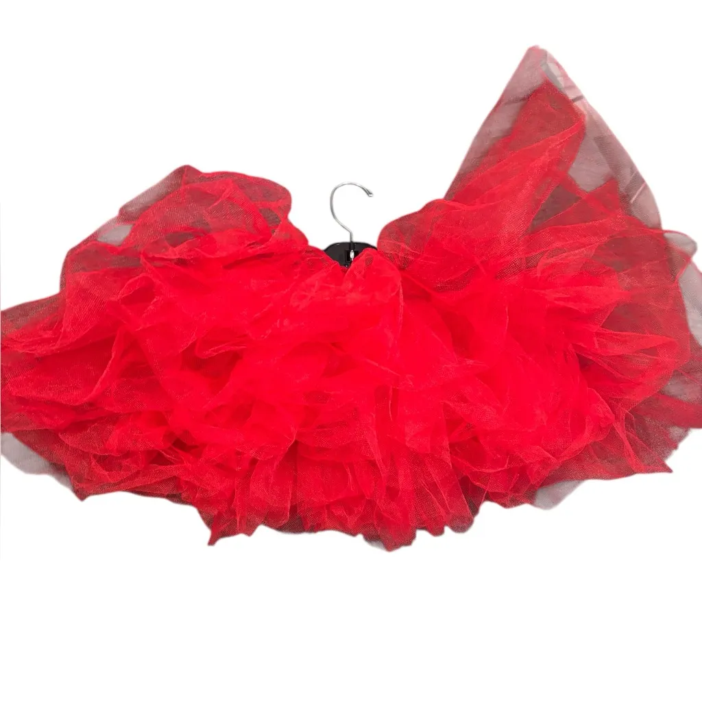 Vibrant Red Tulle Mini Skirt Size Small - Image 8