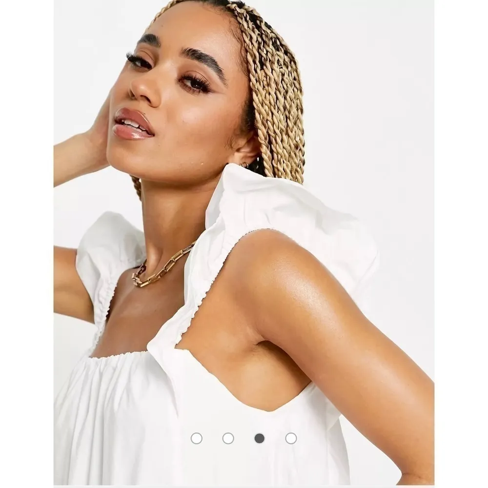 Missguided White Ruffle Sleeve Smock Parachute Mini Dress Size 14 XL - Image 6