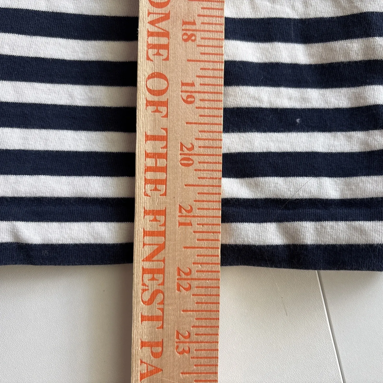 J Crew T-shirt Top Ruffle Sleeve Women Size‎ Med Navy White Stripe Cotton F4422 - Image 8