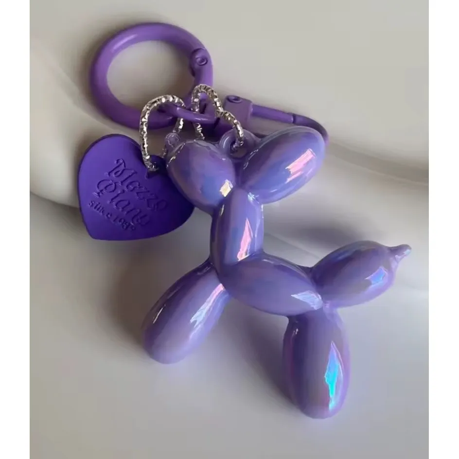 NEW Iridescent Purple Balloon Dog Keychain Purse Charm Y2K‎ - Image 4