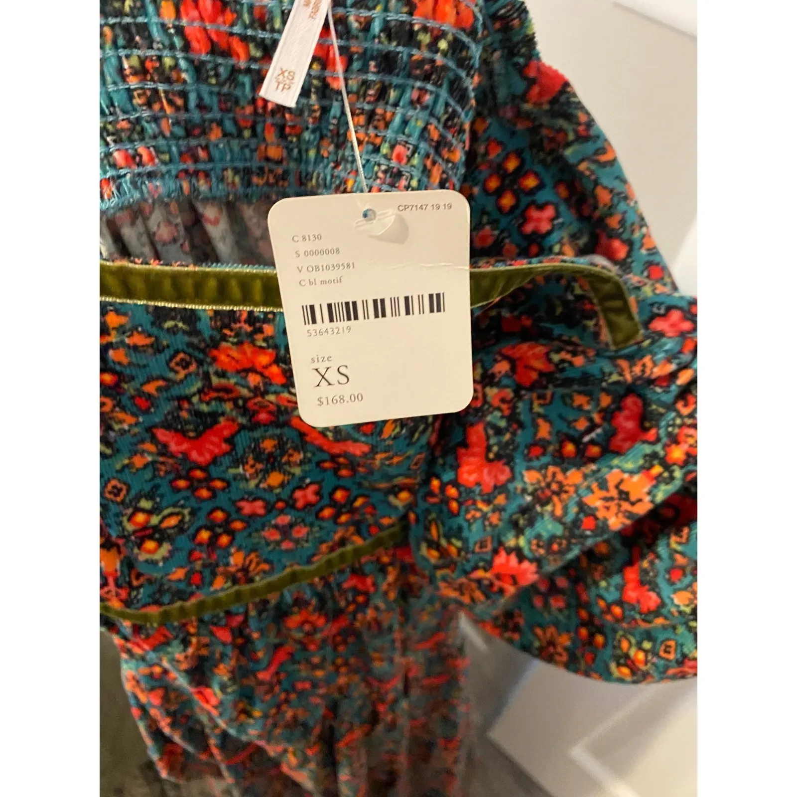 Free People Ashley Babydoll Corduroy Floral Maxi Dress XS Cottage Trad Feminine - Image 8