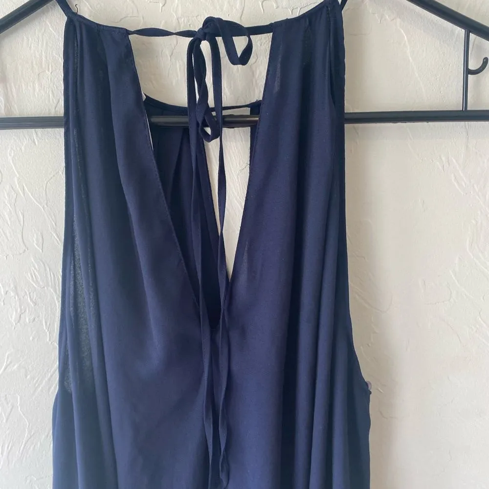 Lush navy blue spaghetti strap halter top tank shirt S. minimalist - Image 7