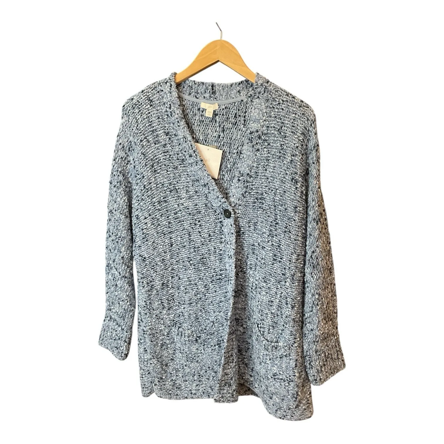 NWT J Jill Utopia Patch Pocket Cardigan LP Long Sleeve Chunky Knit Blue $119 Size undefined - Image 4