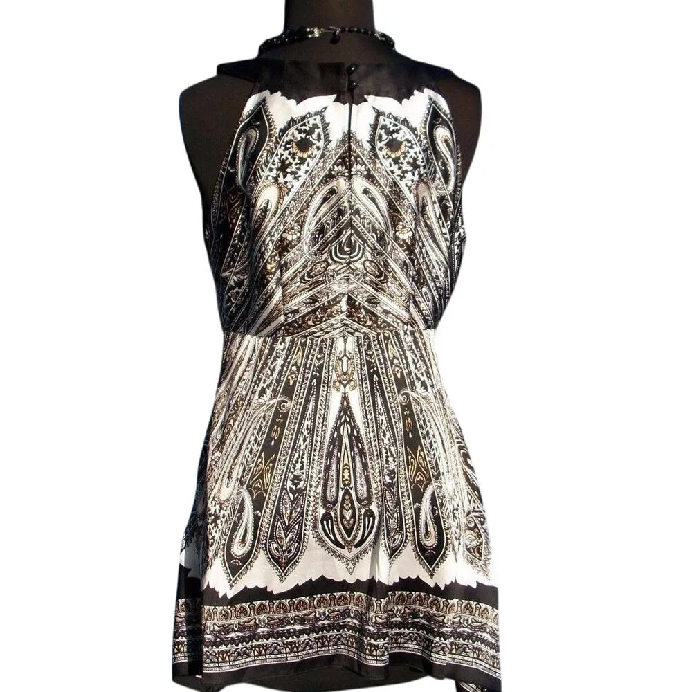 Cache  Black Beaded Cut In Sleeve Top Silk Key Hole Front Back Stretch NWT $128 - Image 4