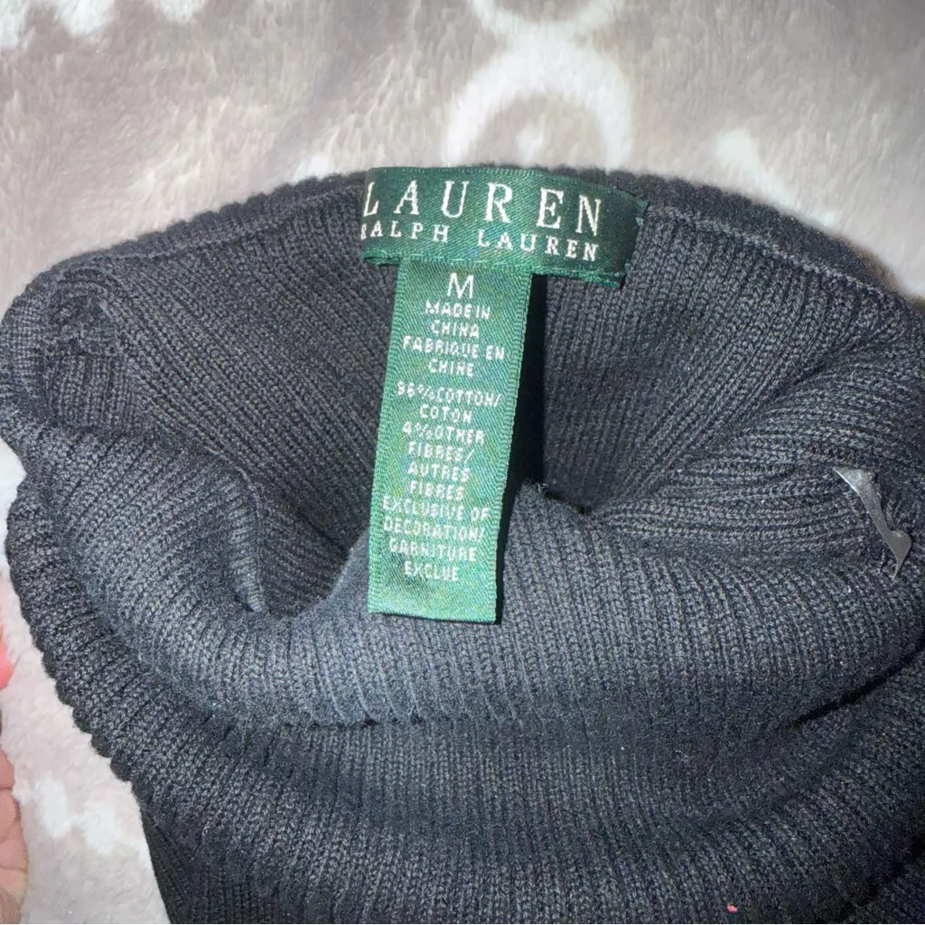 Ralph Lauren Black and Gold Women's Turtleneck Sweater - Image 5