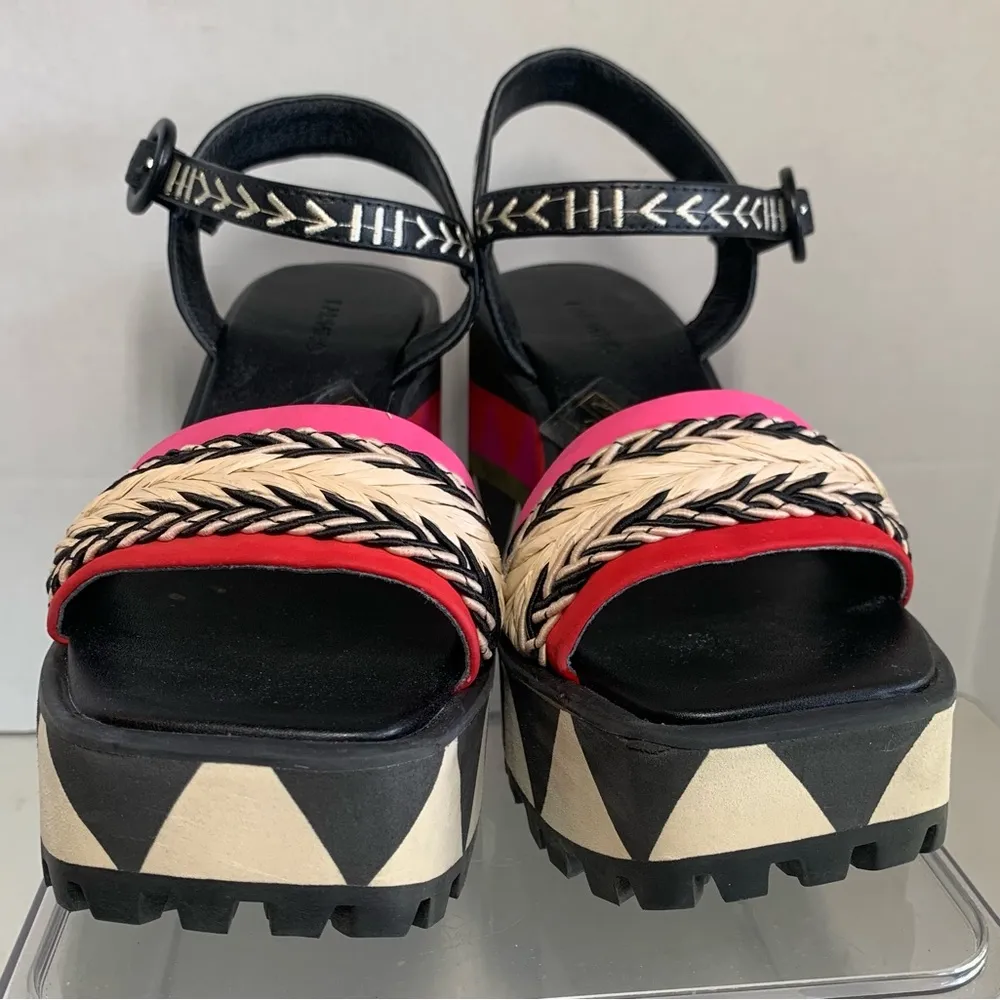 Farm Rio Colorful Graphic Wedge Heel US 6 Black - Image 4