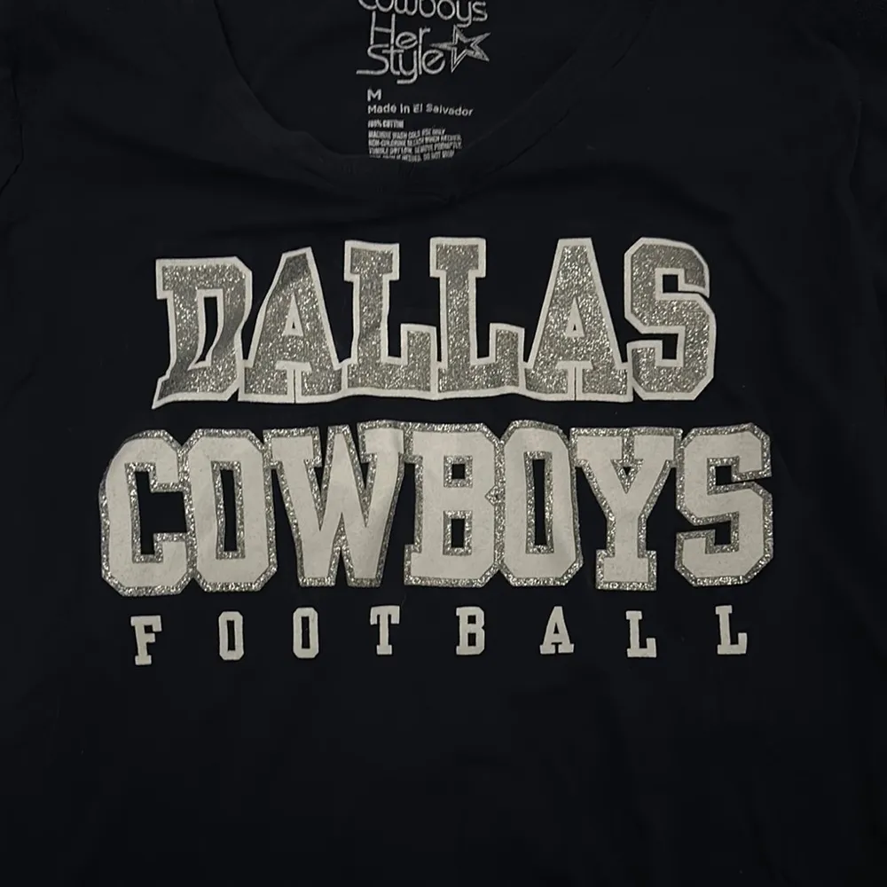 Dallas Cowboys Navy Blue Football Crew Neck Long Sleeve T - Image 4