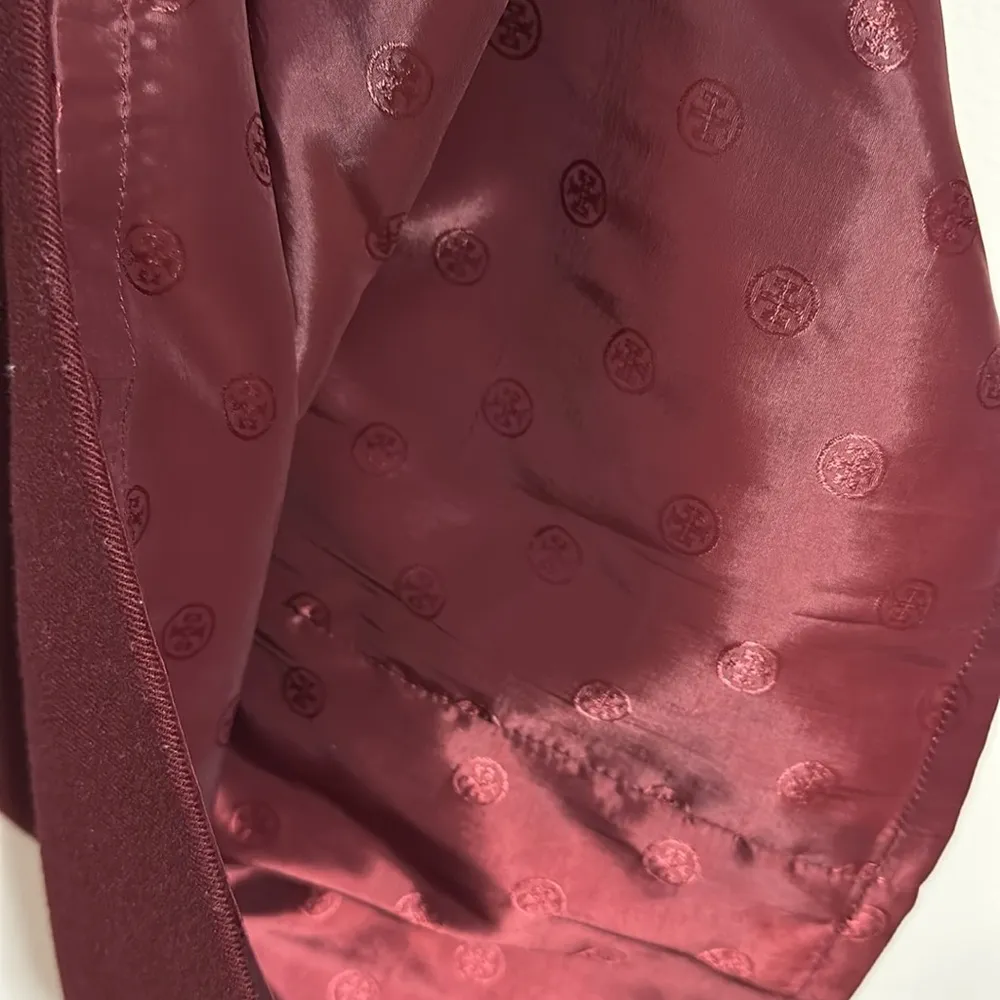 NWT Tory Burch Celeste dress dark plum burgundy leather accent shift wool blend - Image 8