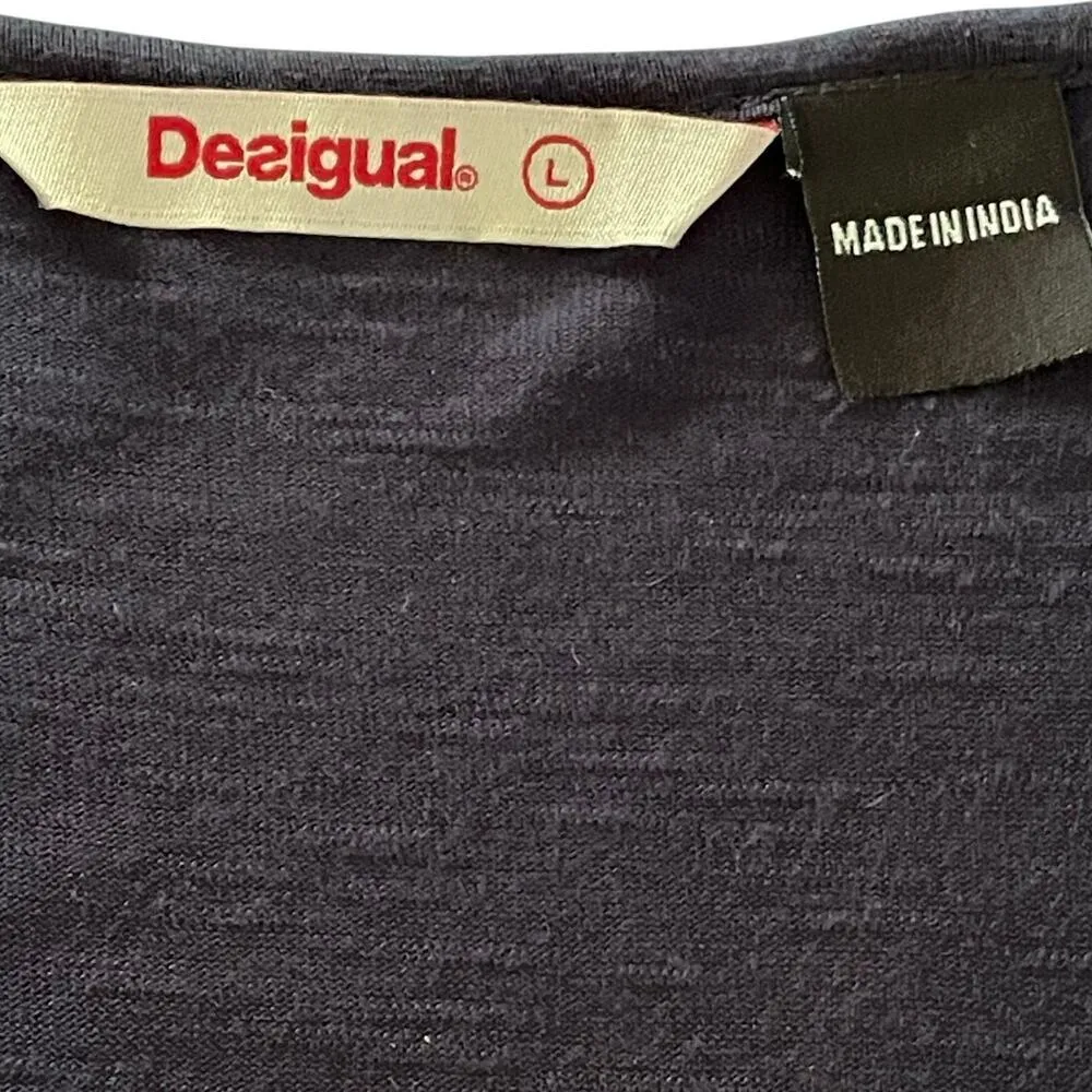 Desigual Damen Black Embroidered Short Sleeve T-Shirt Medium - Image 10