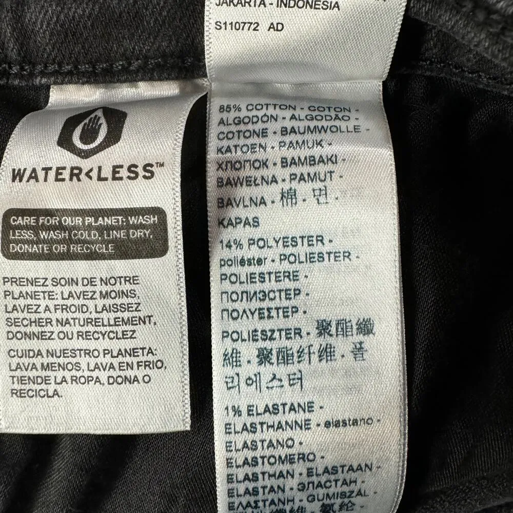 Levi’s SZ 26 Ribcage Straight Ankle Jeans Button-Fly Stretch Hi-Rise Black Wash - Image 9