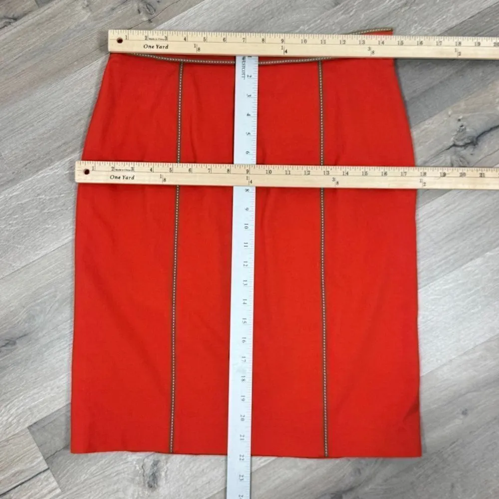 Worth Piped Trim Canvas Twill Pencil Skirt Orange Tan 4 Office Career - Image 11