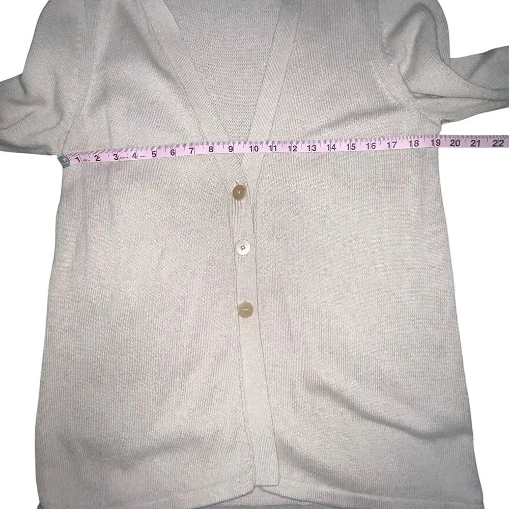 J. Jill Oatmeal Neutral V Neck Wool Silk Blend Cardigan Sweater Size‎ Medium Tan - Image 4