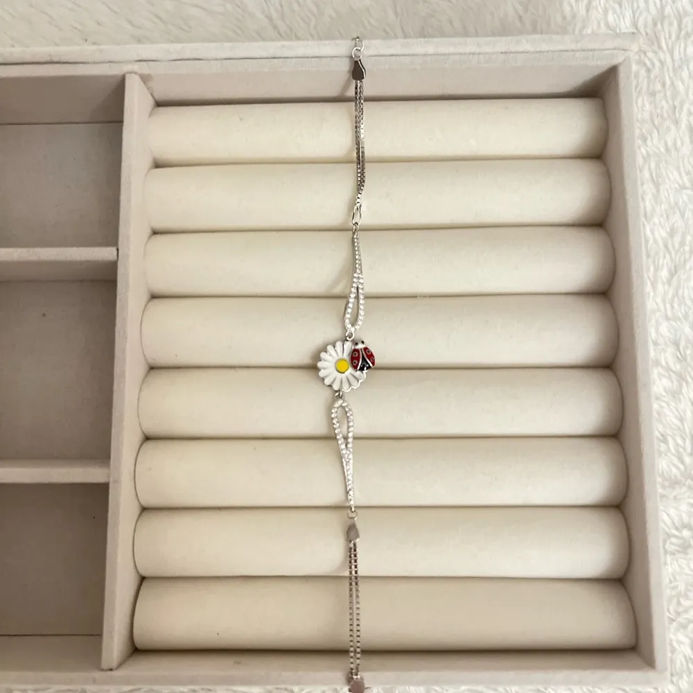 Daisy Lady Bug Bracelet 925 Real Silver Charm Jewelry Gift For Women Valentines - Image 5