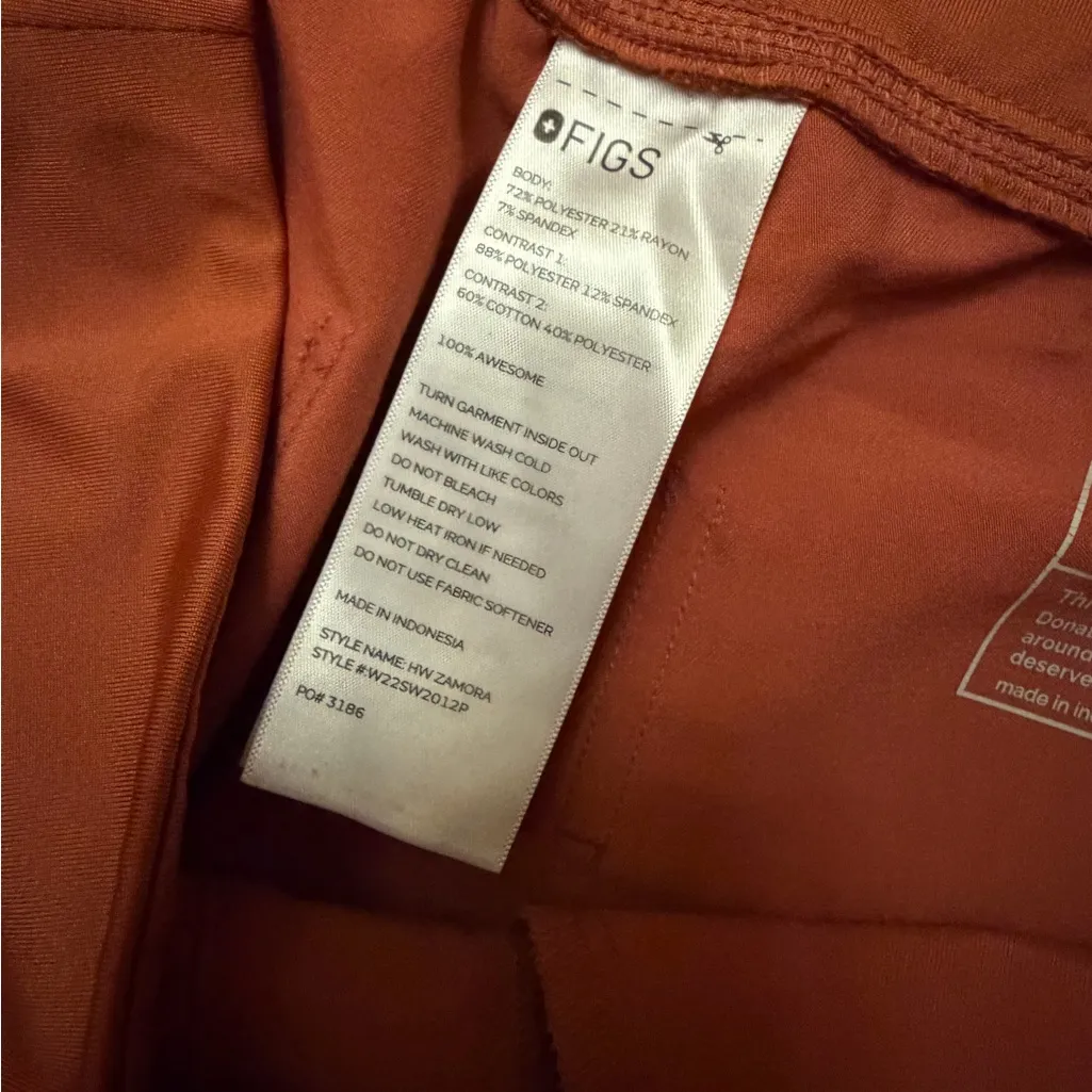 Womens petite FIGS ORANGE Jogger Pants with Pink Drawstring - Image 3