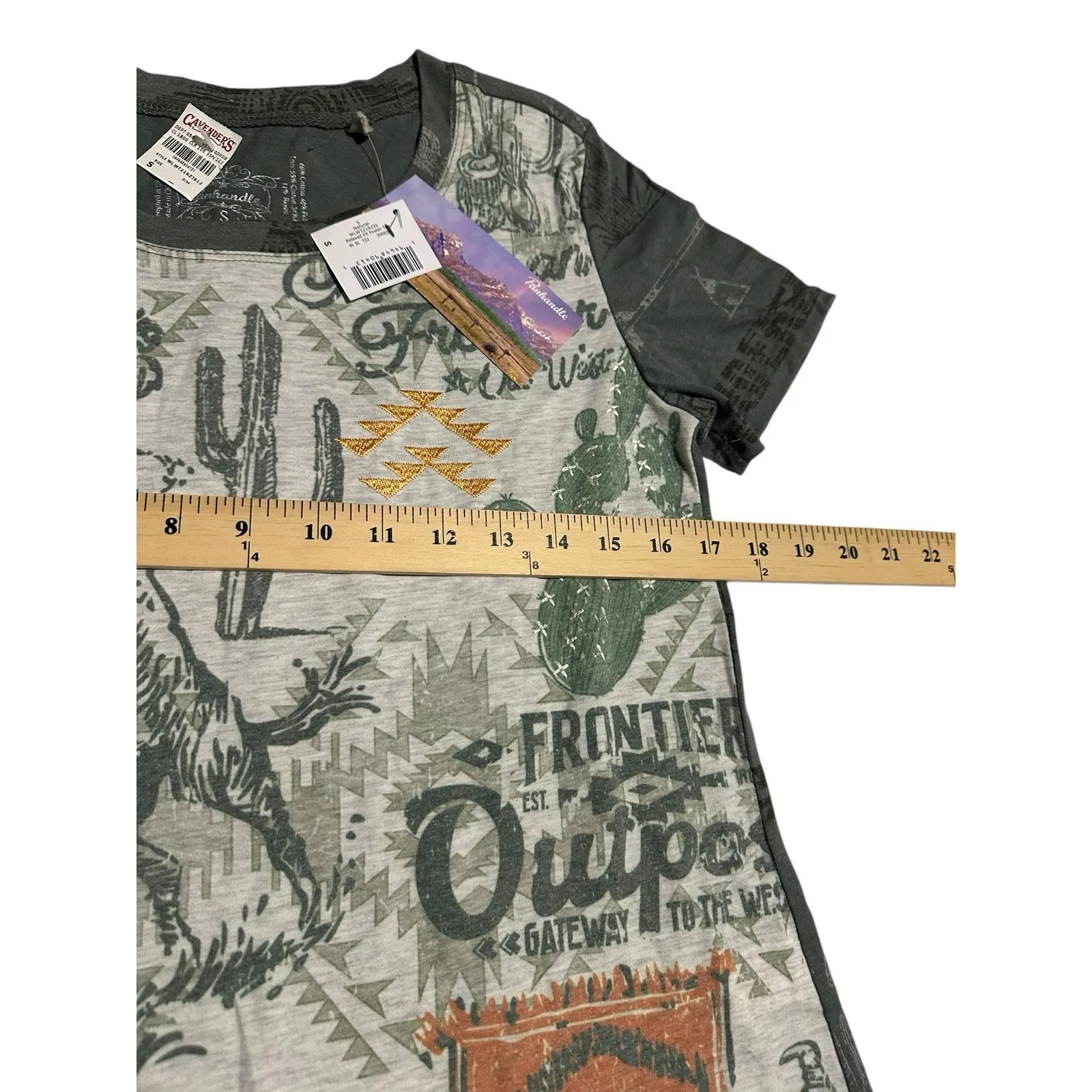 NWT Panhandle Top Women Small Horse Cactus‎ Native Frontier Rodeo Western #E7-1 - Image 3