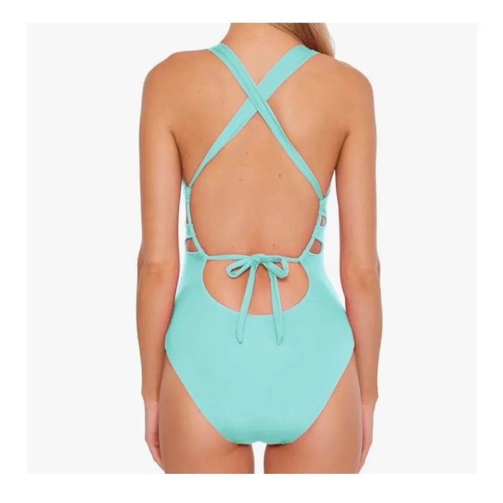 BECCA Rebecca Virtue Color Code Skylar Plunge Sage One Piece Swimsuit Size L - Image 2