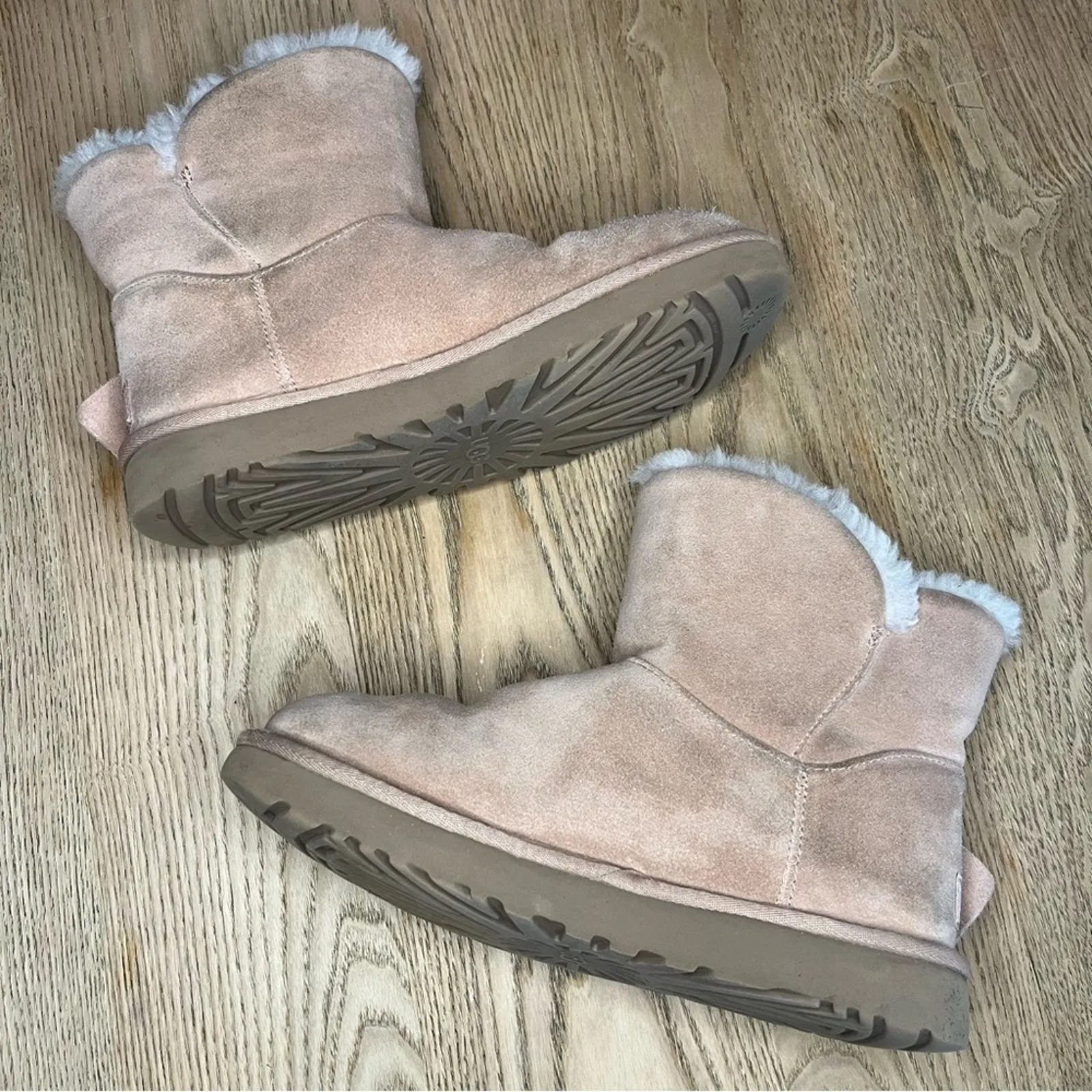 UGG Classic Mini Twist Ankle Boots Suede Fur Lined Blush Pink Women’s Size 8 - Image 6