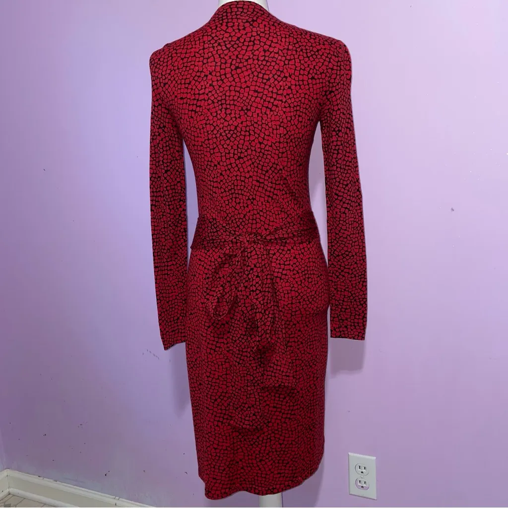 DVF Wool Midi Wrap Dress Women S Long Sleeve Office Professional Career Luxury - Image 5