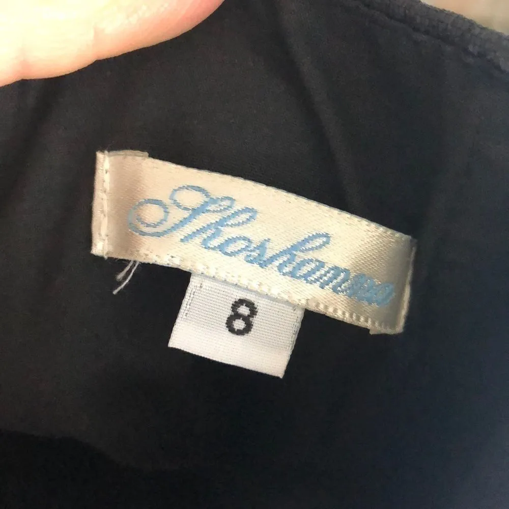 SHOSHANA Ric Rac Black Strapless Cocktail Dress Embroidery Accent Design Size 8 - Image 8