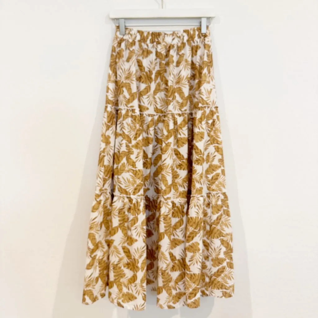 Eberjey Nolita Womens Peasant Tiered Midi Maxi Skirt in‎ Tan White Size Small - Image 8