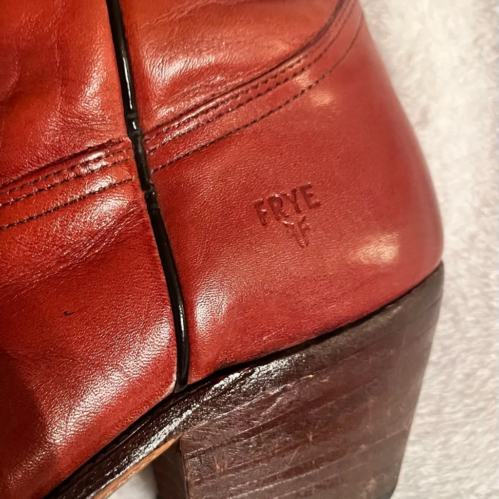 Frye Leather Vintage Oxblood Western Boots - Image 2