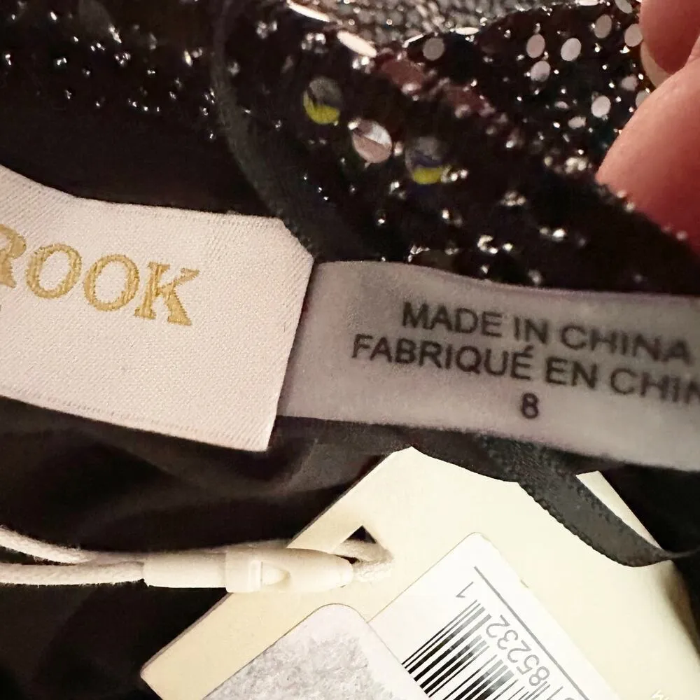 Ramy Brook Avianna Ruched Mini Night Out Party Dress Size 8 Black Sparkle - Image 5