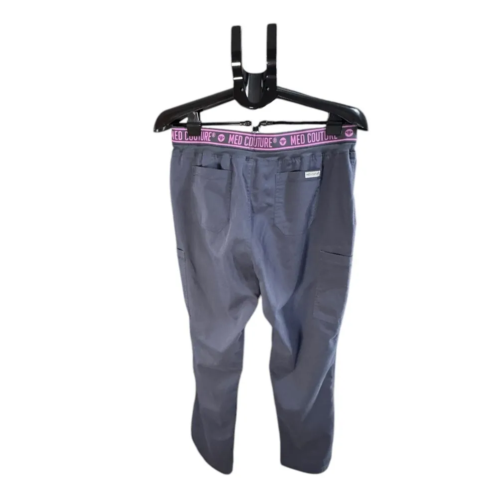 Dark gray with waist band comfy active by med couture scrub bottoms sc3 - Image 2