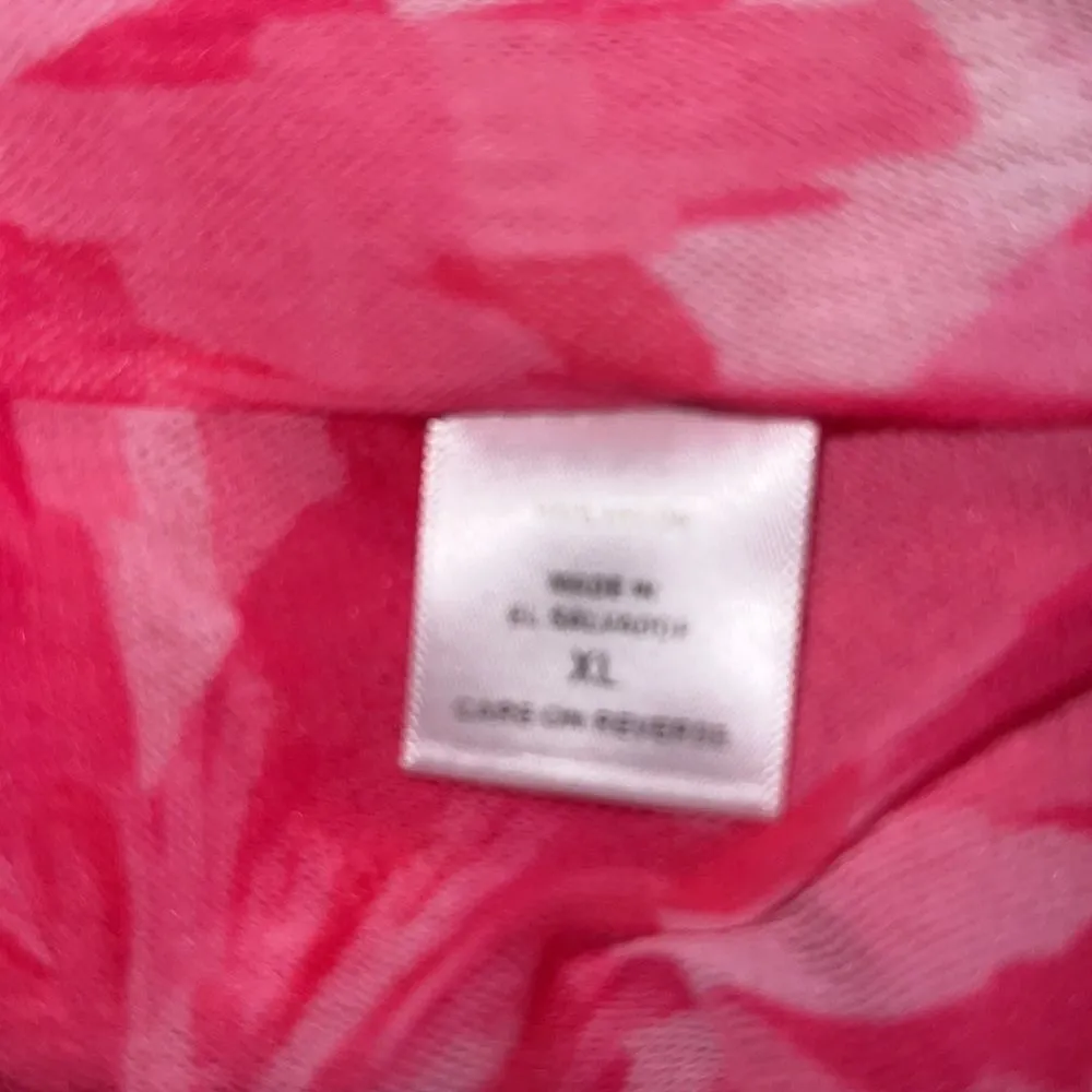 100% nylon lightweight pretty sleeveless top with fuchsia floral design White Size XL - Image 8