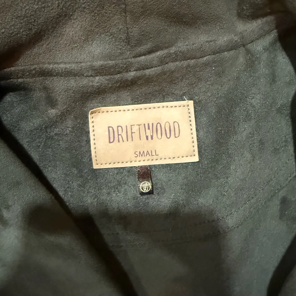 Driftwood Olive Green Faux Suede Moto Asymmetrical Zip Embroidered Jacket - Image 3