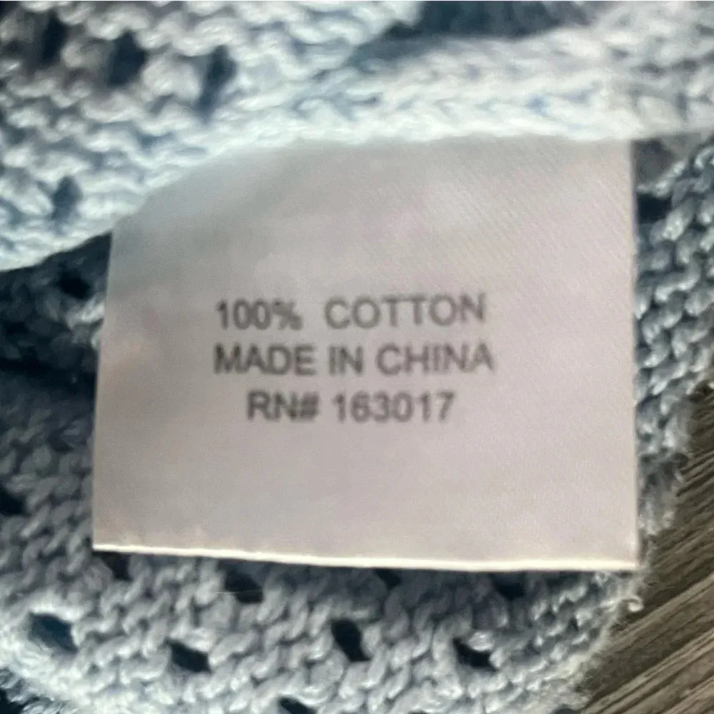 Princess Polly Blue Crocheted Long Sleeve Square Neck Cropped Sweater Size XS/S - Image 4