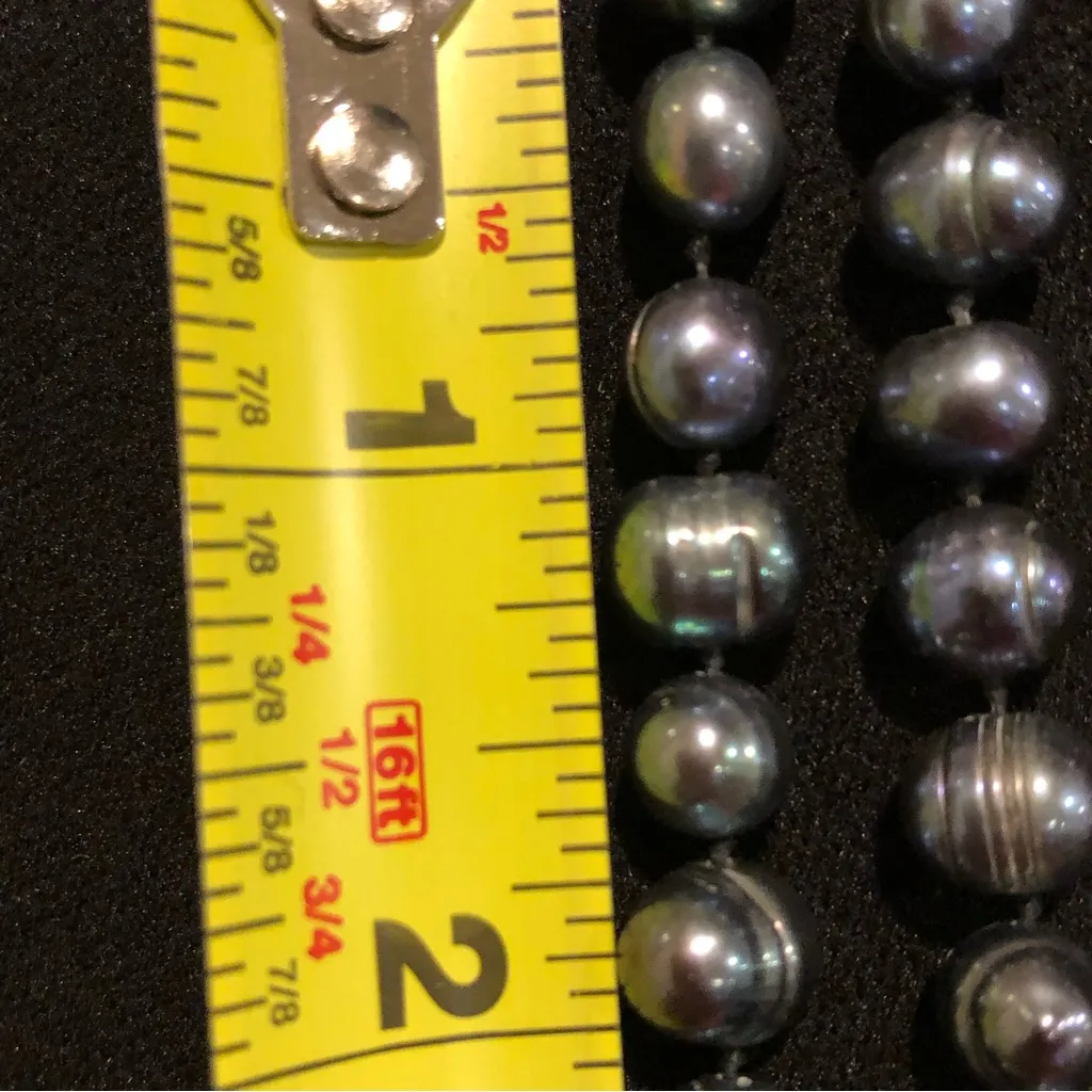 Vintage Peacock Pearls Necklace Endless Strand 99 inches Long Purple - Image 13