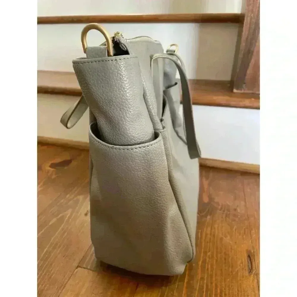 Freshly Picked Vegan Leather Water Resistant Classic Carryall in Stone Gray - Image 5