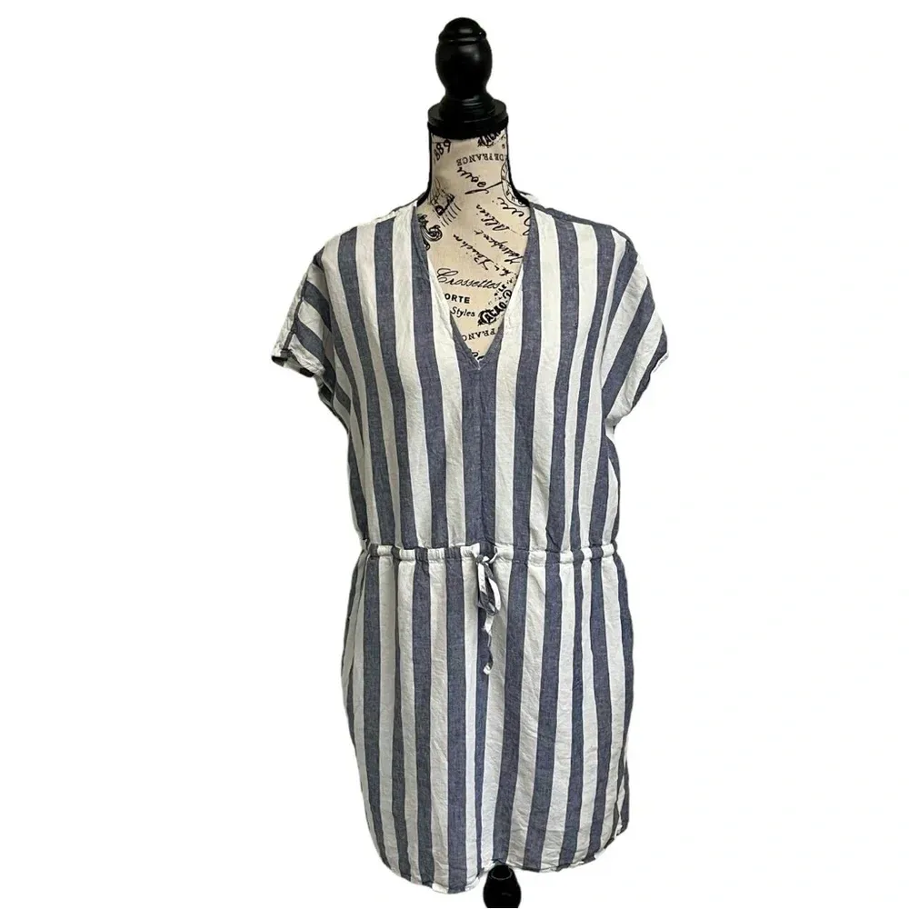 Rails Wren Stripe Linen Mini Dress Women’s L Nautical Preppy Coastal Beach - Image 3