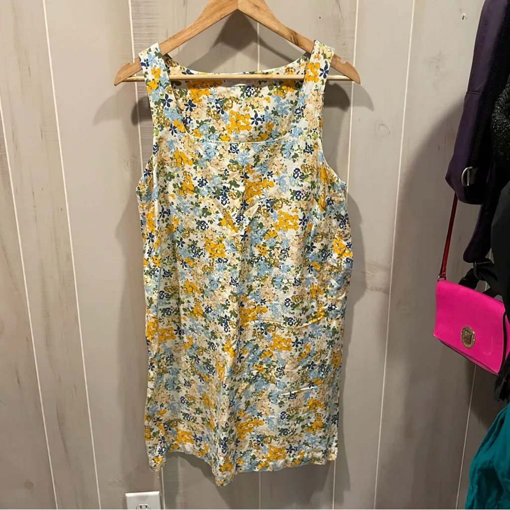 Sweet NWT Lauren Conrad linen blend floral cottagecore mini dress pull on style - Image 10