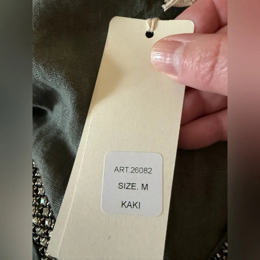 LINA TOMEI Pure Linen Shift Dress Sleeveless Beaded V - Image 14