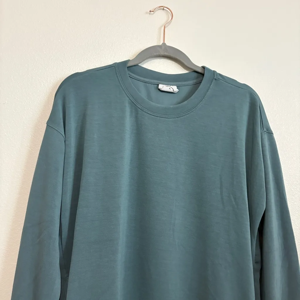 Sage Collective Teal Crewneck Top Oversized Small Softstreme - Image 3