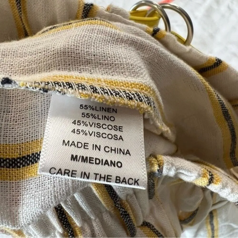 Love Tree NWT Women's Medium Yellow Stripe Shorts High Waist with Belt - Image 6