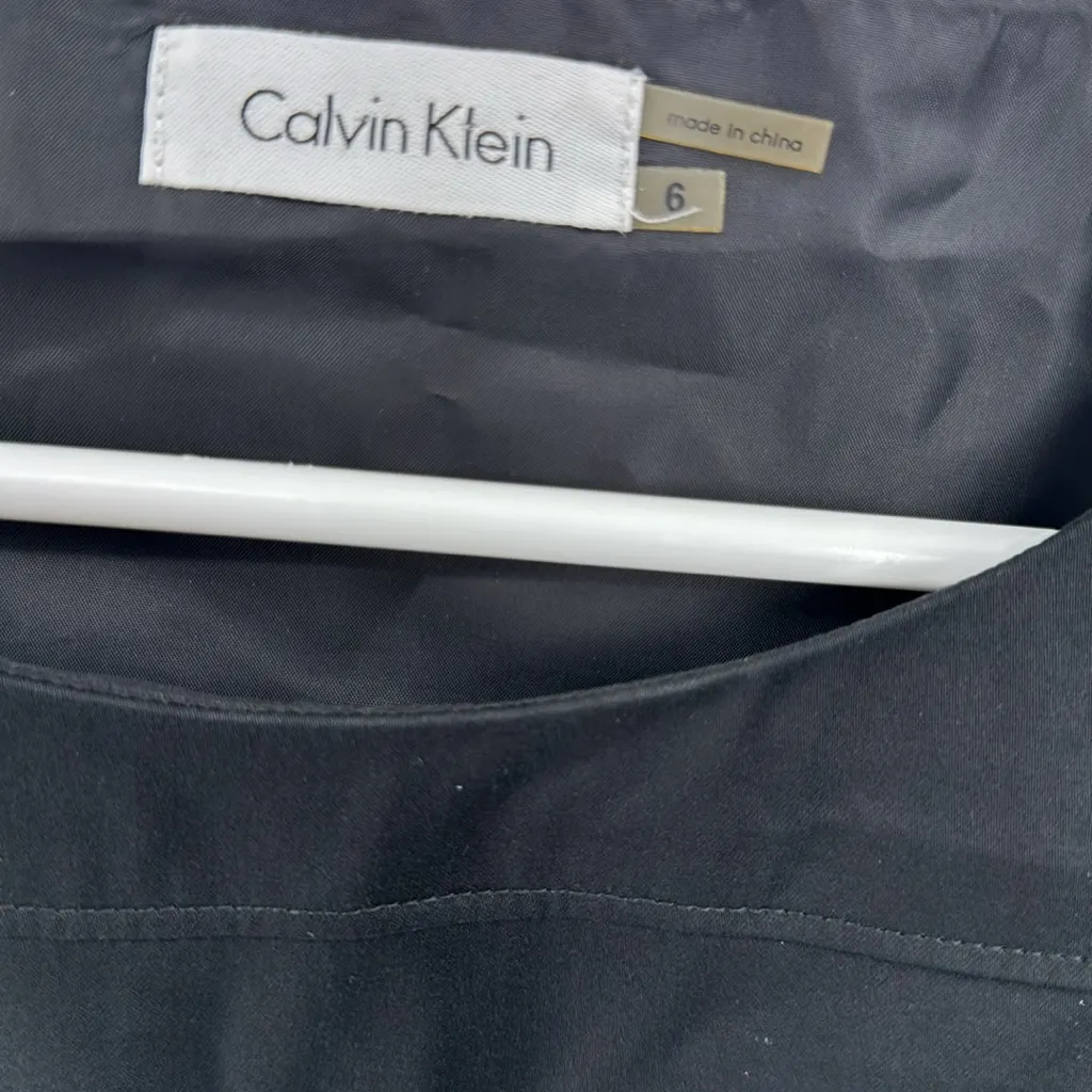 Calvin Klein Black knee length sleeveless tie waist tiered Dress event holiday 6 - Image 8