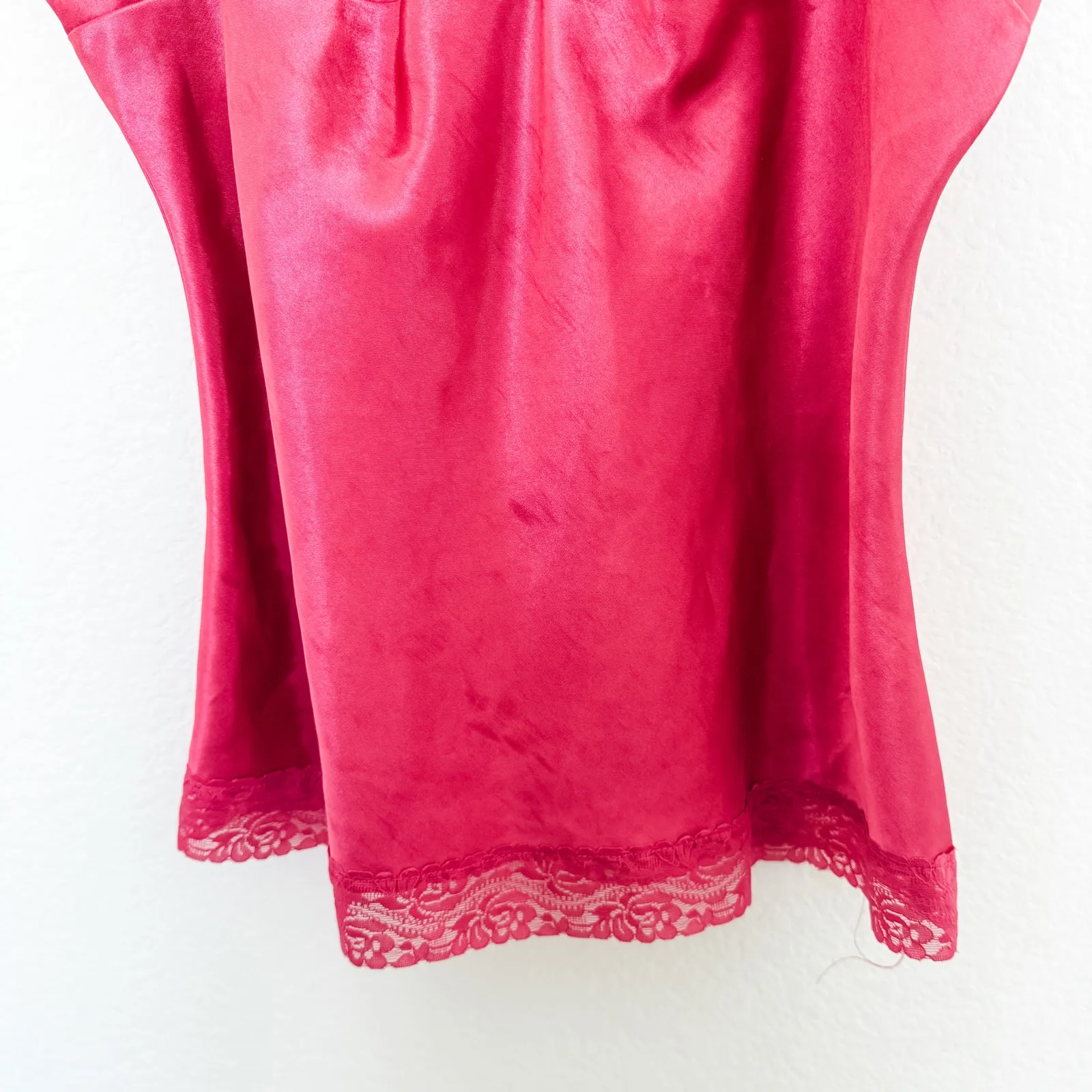 Y2K One Step Up Beaded Lace Cami Dark‎ Pink Size Large Coquette Fairy Glam - Image 3